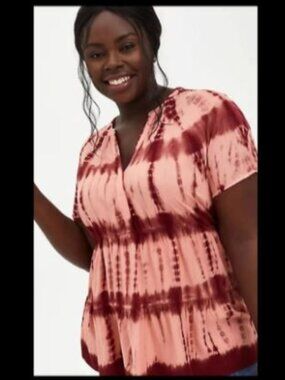 Torrid Peach Tie-Dye Tiered Tunic 2X